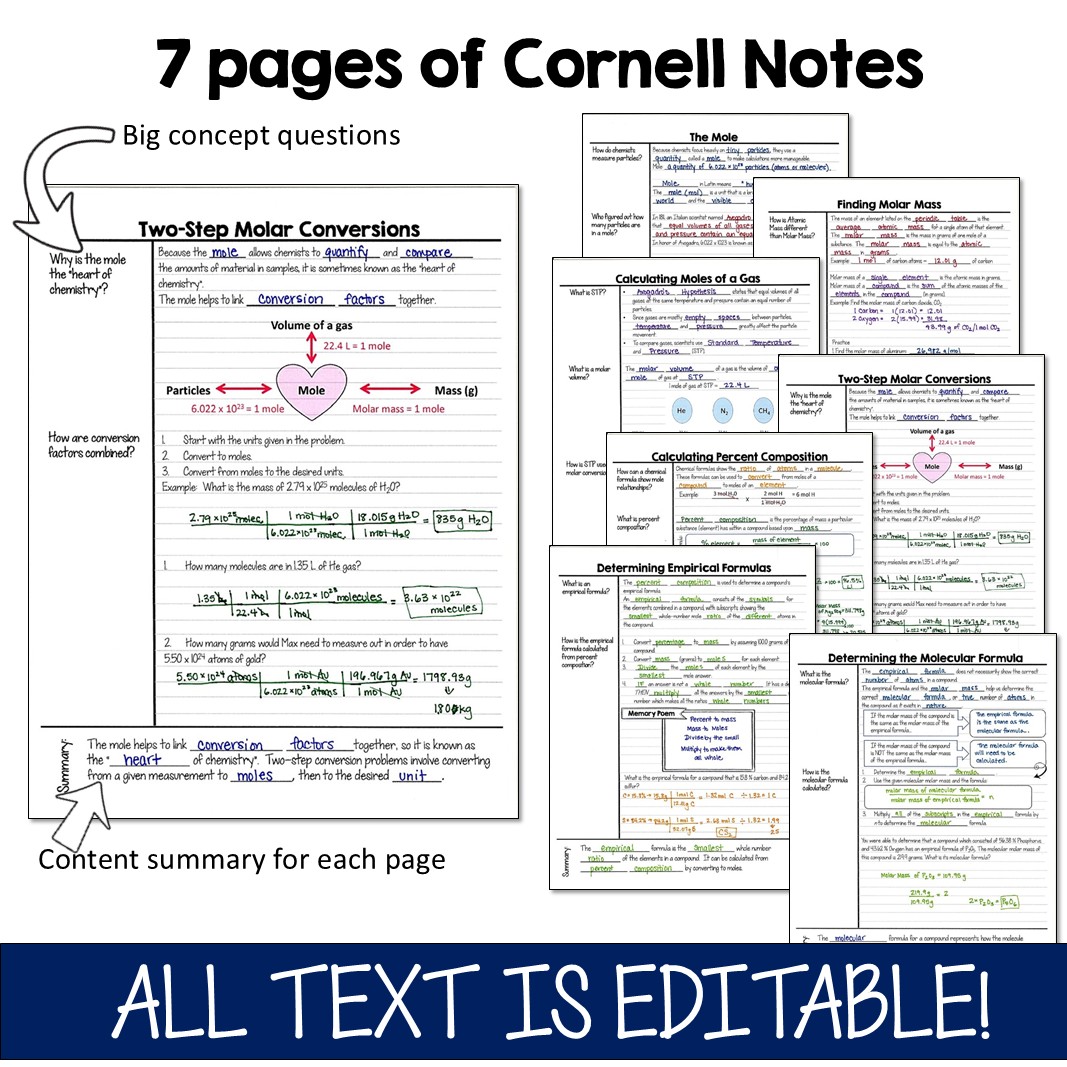 Chemistry Cornell Notes- Mole Conversions - Image 3