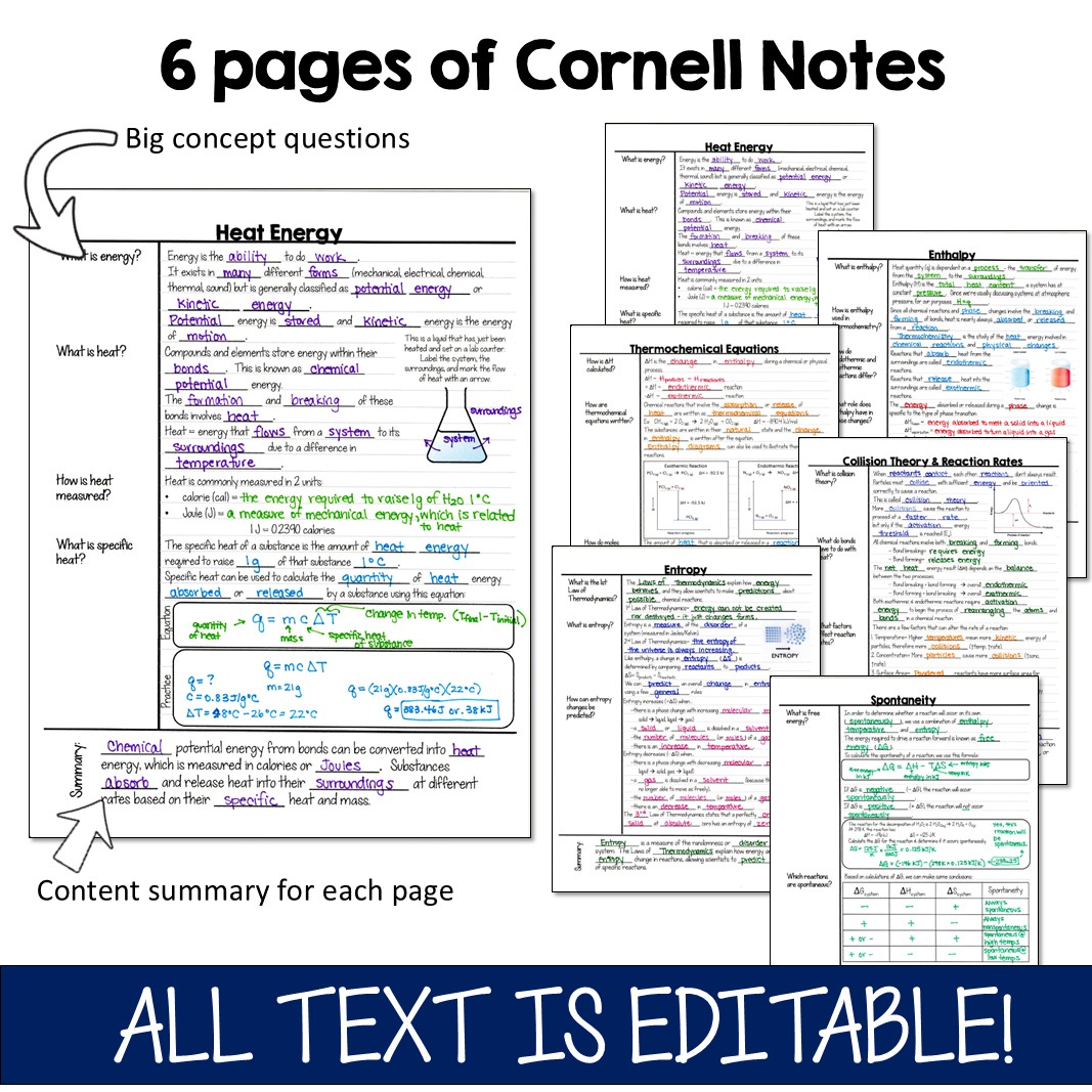 Chemistry Cornell Notes- Thermochemistry - Image 3