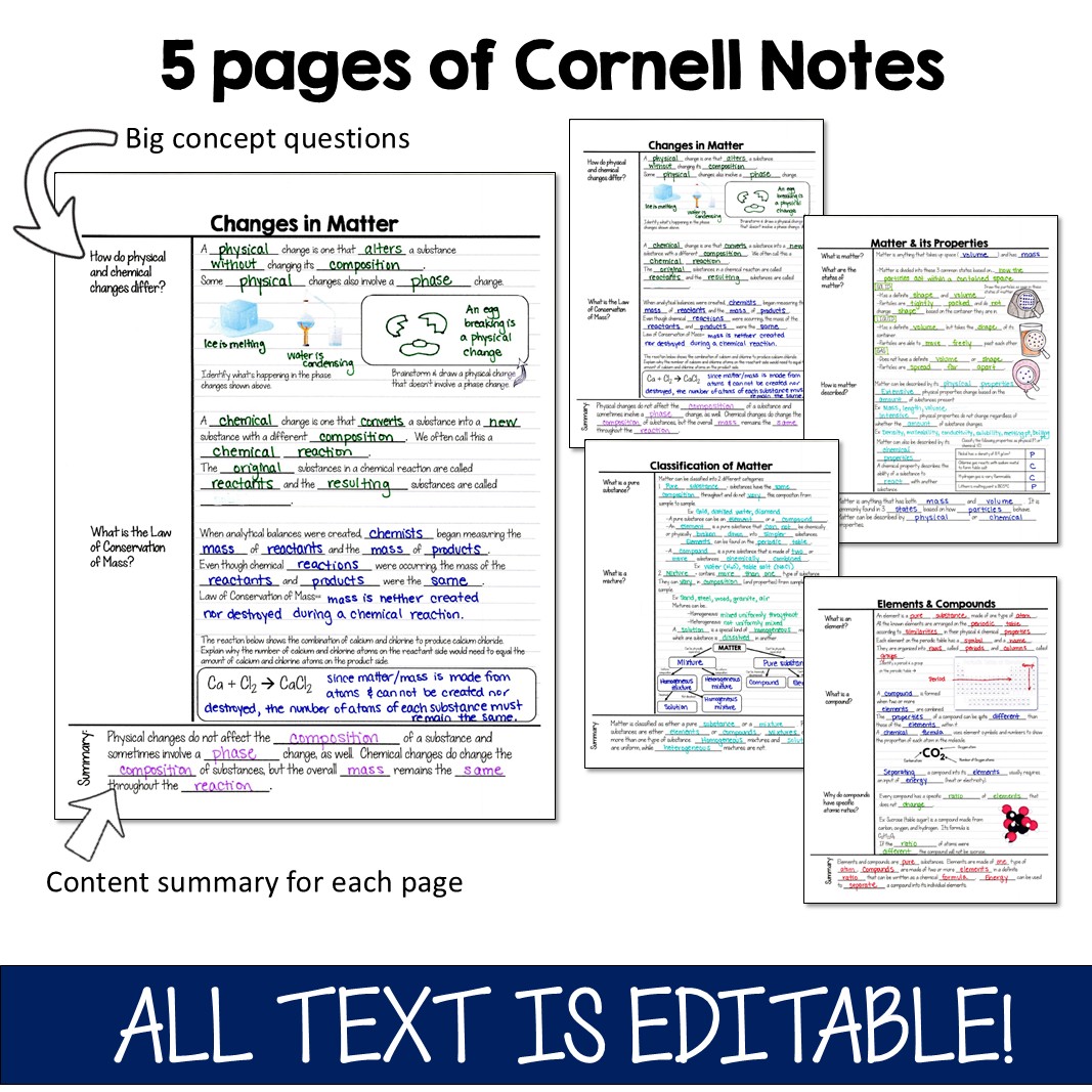 Chemistry Cornell Notes- Matter - Image 3